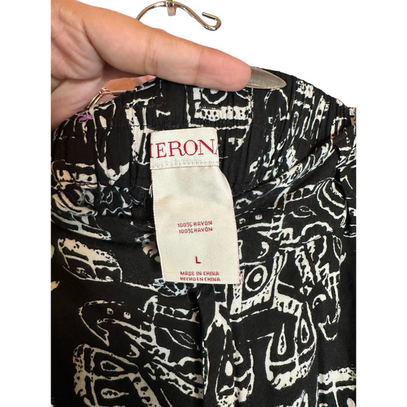 Merona Wide Leg Boho Pants High Rise Elephant Tribal Print Size Large - Picture 5 of 6